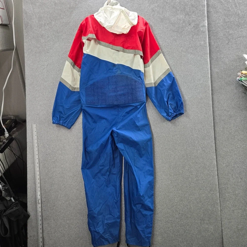 VINTAGE Honda Men Pants XS Red White Blue Colorblock Jumpsuit Racing Hood READ